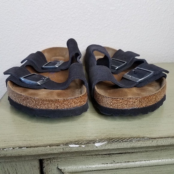 Birkenstock Arizona Soft Footbed Black Suede Sandals - Picture 4 of 9